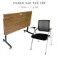 Bộ bàn ghế làm việc xếp gọn mặt bàn gỗ Plywood phủ melamin CB68164