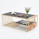 Bàn sofa mặt đá khung sơn màu vàng đồng TT68189