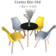 Bộ bàn cafe tròn chân gỗ và 4 ghế nệm nhiều màu CBCF167 Bộ bàn cafe tròn chân gỗ và 4 ghế nệm nhiều màu CBCF167