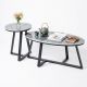 Bàn sofa đôi hình Elip mặt đá chân sắt TT68212