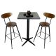 Bộ bàn bar vuông mặt đá và 2 ghế bar tựa lưng gỗ CBCF195