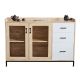 Tủ trang trí cửa kính gỗ cao su chân sắt KTB68123