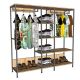 Kệ Treo Quần Áo Khung Sắt Gỗ Cao Su Nhiều Tầng - TK037
