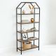 Kệ sách trang trí HOME-SHELF khung sắt gỗ cao su KTB68051