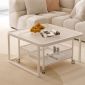 Bàn sofa đôi mặt kính chân sắt TT68303