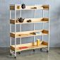 Kệ sách 4 tầng di động 100x30x120cm gỗ cao su KS68262