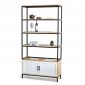 Kệ trưng bảy có ngăn tủ 100x35x190cm gỗ cao su KS68273