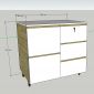 Bàn đảo bếp di động 80x50x75cm gỗ cao su KB68052