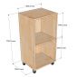 Kệ hồ sơ di động 40x30x75cm gỗ cao su THS68073