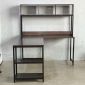 Bàn làm việc góc chữ L kết hợp kệ gỗ cao su chân sắt lắp ráp 160x140cm - CD68033