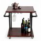Xe đẩy 2 tầng ống nước sắt kết hợp gỗ tràm 60x45x65cm - PPF004