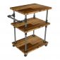 Xe đẩy 3 tầng ống nước sắt kết hợp gỗ tràm 60x45x80cm - PPF005