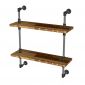 Kệ ống nước sắt treo tường 2 tầng gỗ Tràm 80x25x85cm- PPF006