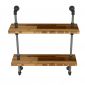 Kệ ống nước sắt treo tường 2 tầng gỗ Tràm 80x25x85cm- PPF006
