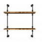 Kệ ống nước sắt treo tường 2 tầng gỗ Tràm 80x25x85cm- PPF006