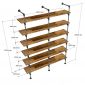 Kệ ống nước sắt tiện ren 6 tầng gỗ Tràm 160x40x220cm - PPF009
