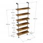Kệ ống nước sắt gỗ tràm treo áp tường 80x25x220cm - PPF001