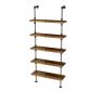 Kệ ống nước sắt 5 tầng gỗ Tràm treo áp tường 80x25x185cm - PPF011