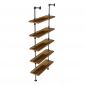 Kệ ống nước sắt 5 tầng gỗ Tràm treo áp tường 80x25x185cm - PPF011