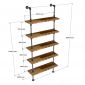 Kệ ống nước sắt 5 tầng gỗ Tràm treo áp tường 80x25x185cm - PPF011