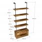 Kệ ống nước sắt 4 tầng gỗ tràm có hộc chân 80x30x200cm - PPF012