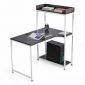 Bàn góc L liền kệ 110x80x130cm gỗ cao su CD68034
