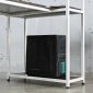 Bàn góc L liền kệ 110x80x130cm gỗ cao su CD68034