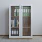 THS68015 - Tủ hồ sơ cao 120cm 3 tầng gỗ cao su cửa kính