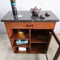 Bàn đảo bếp di động 80x40x85cm gỗ cao su mặt đá KISL004