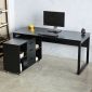 Bàn giám đốc có tủ di động 160x70cm gỗ cao su HBRT106