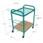Xe đẩy rượu trà 60x45x85cm khung sắt gỗ cao su KB68055