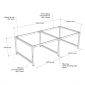 Bàn cụm 4 người 240x120cm gỗ cao su hệ URA HBUR008