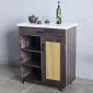 Bàn đảo bếp di động 80x40x85cm gỗ cao su mặt đá KISL005