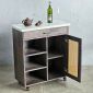 Bàn đảo bếp di động 80x40x85cm gỗ cao su mặt đá KISL005