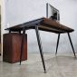 Bàn góc L chân gác tủ 140x120cm gỗ cao su chân hệ CONE HBCO059