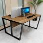 Bàn cụm 2 người có tấm chắn 120x120cm gỗ plywood chân lắp ráp HBTC049