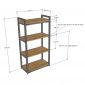 Kệ sách 4 tầng 60x30x120cm gỗ cao su lắp ráp KS68313