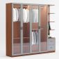 Hệ tủ quần áo 200x55x200cm gỗ cao su cửa kính TQA68049