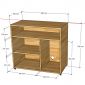 Kệ máy in di động 80x40x75cm gỗ cao su KMI68007