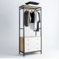 Kệ treo quần áo có ngăn tủ 80x50x200cm gỗ cao su TQA68062