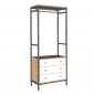 Kệ treo quần áo có ngăn tủ 80x50x200cm gỗ cao su TQA68062