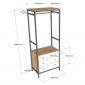 Kệ treo quần áo có ngăn tủ 80x50x200cm gỗ cao su TQA68062