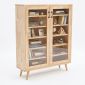 Tủ trưng bày cửa kính NOLAN 100x30x120cm gỗ cao su KTB68217