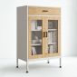Tủ trang trí cửa kính VITRO 60x40x95cm gỗ cao su KTB68218