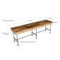 Bàn chân ống nước sắt TANDI 240x60x75cm gỗ tự nhiên BD68154