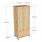 Tủ quần áo 80x50x190cm gỗ cao su TQA68063
