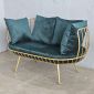 ghế sofa đơn khung sắt tròn vàng đồng nệm xanh lá