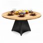 Bàn ăn tròn 140x140cm gỗ tràm chân sắt BA68255