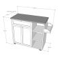 Bàn đảo bếp di động 106x40x85cm gỗ cao su mặt đá KISL006