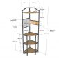 Kệ góc tường 45x45x180cm gỗ cao su KGT68051